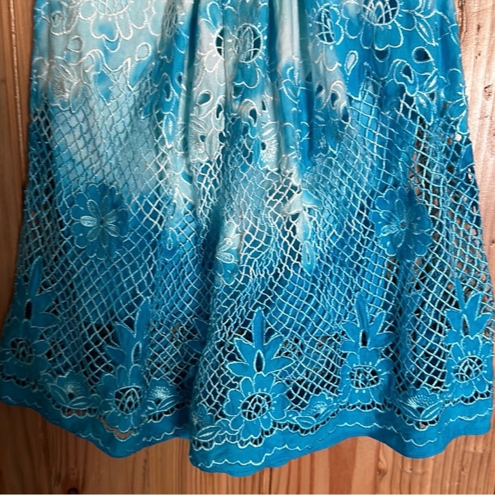 Sky brand lace embroidered flower mini strapless dress hi lo high low lined - Picture 2 of 5